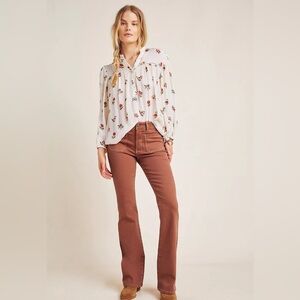 Pilco Anthropologie High-Rise Skinny Flare Jeans in Rust Brown